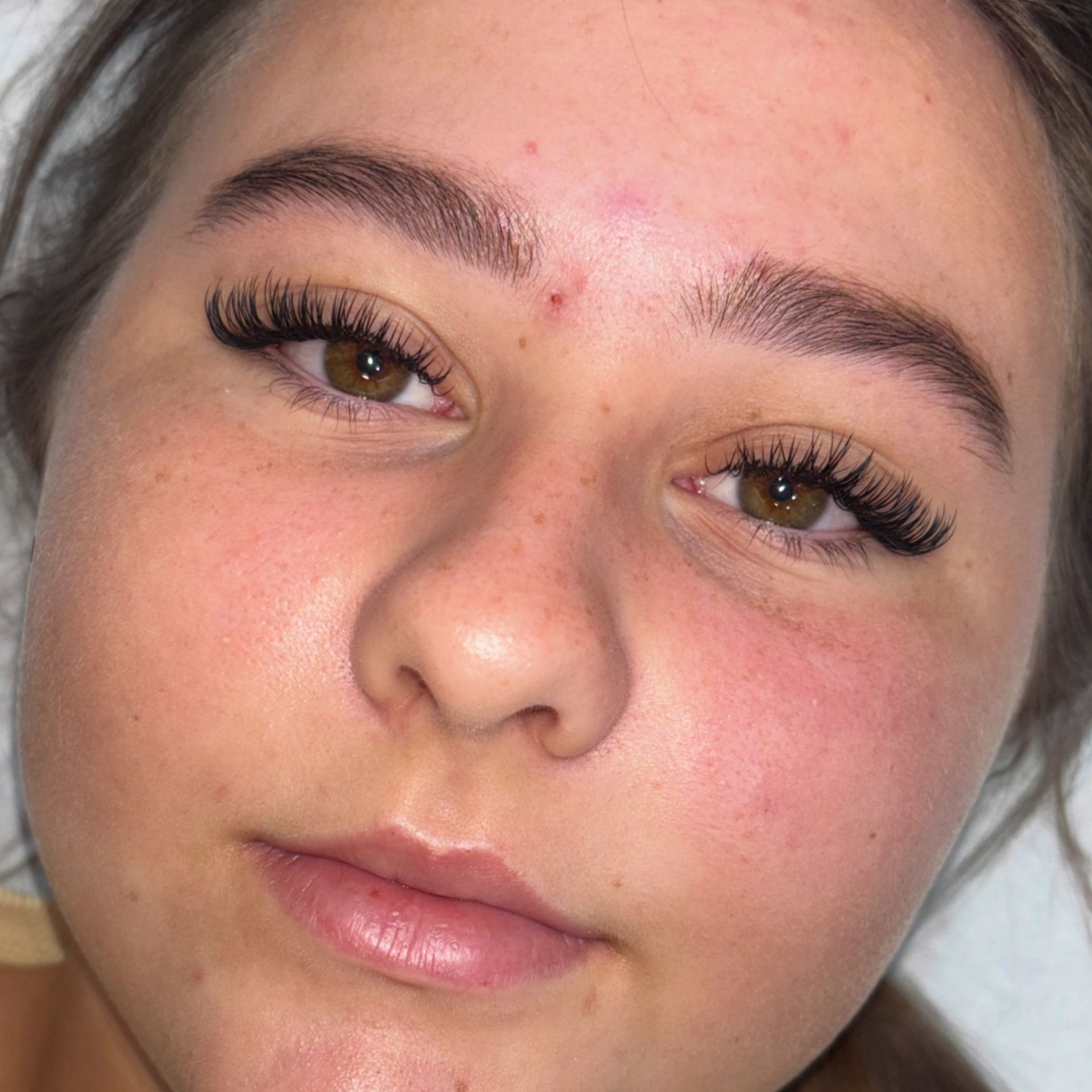 Lash lift and tint result on brown eyes